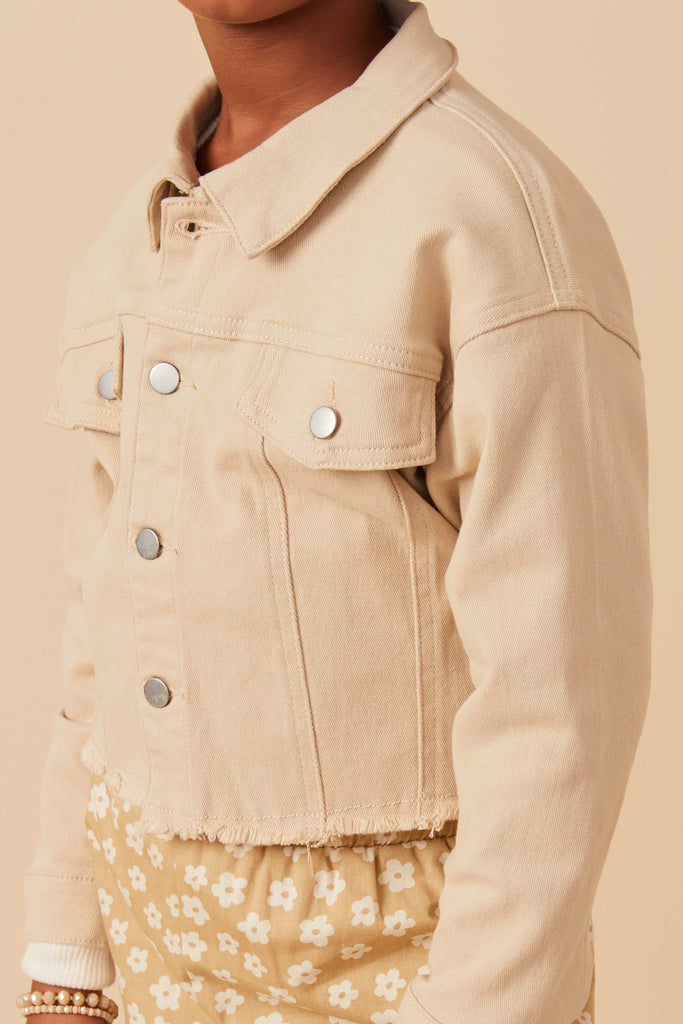 Girls Brushed Stretch Twill Cropped Jacket Detail