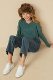 Girls Cable Knit Banded Knit Top Pose
