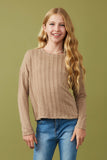 Girls Cable Knit Banded Knit Top Front