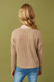 Girls Cable Knit Banded Knit Top Back