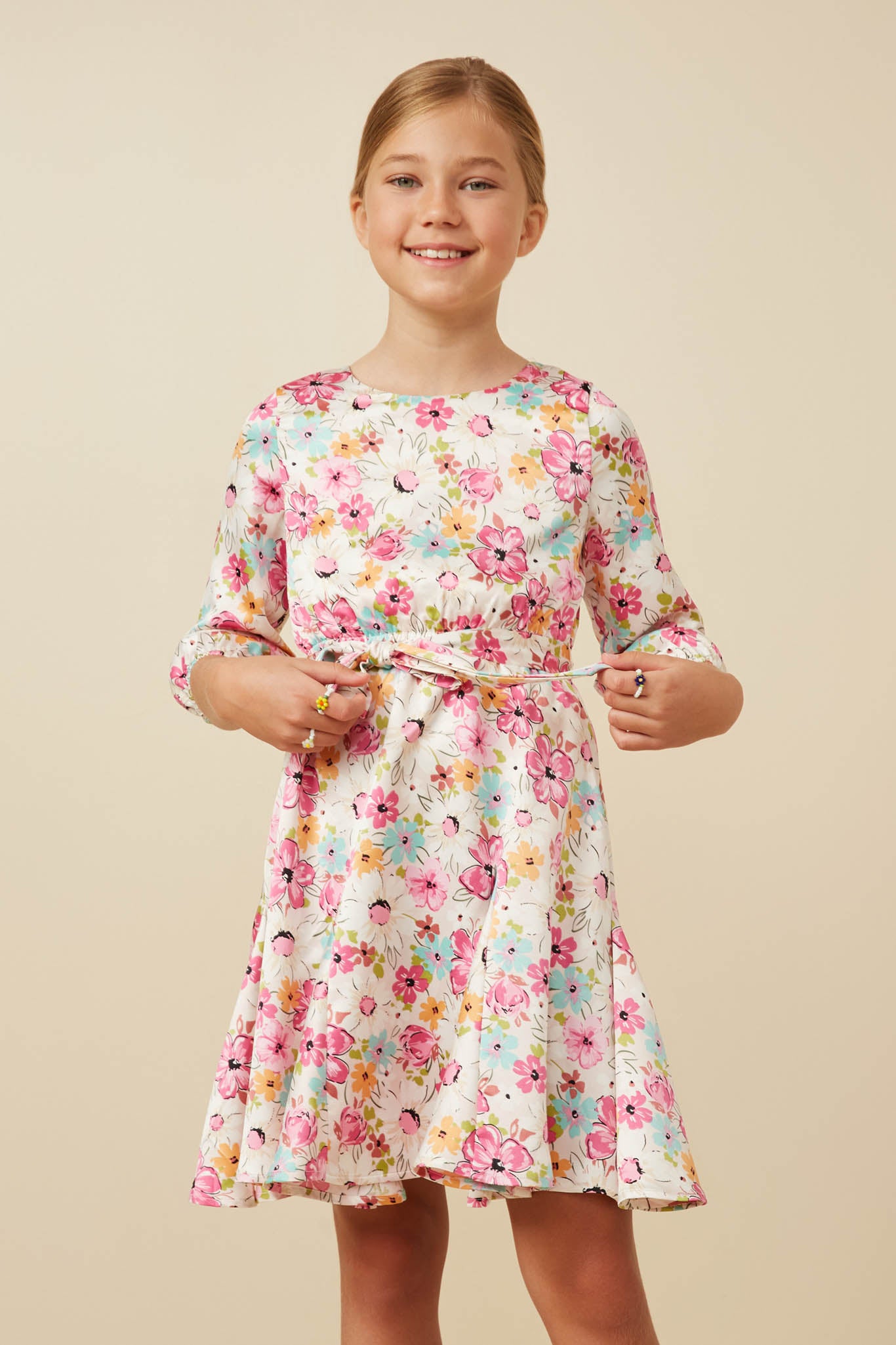 Girls Floral Belted Flare Dress | Cute Girls' Clothes Hayden Girls Girls Floral Belted Flare Dress | Cute Girls' Clothes Hayden Girls
