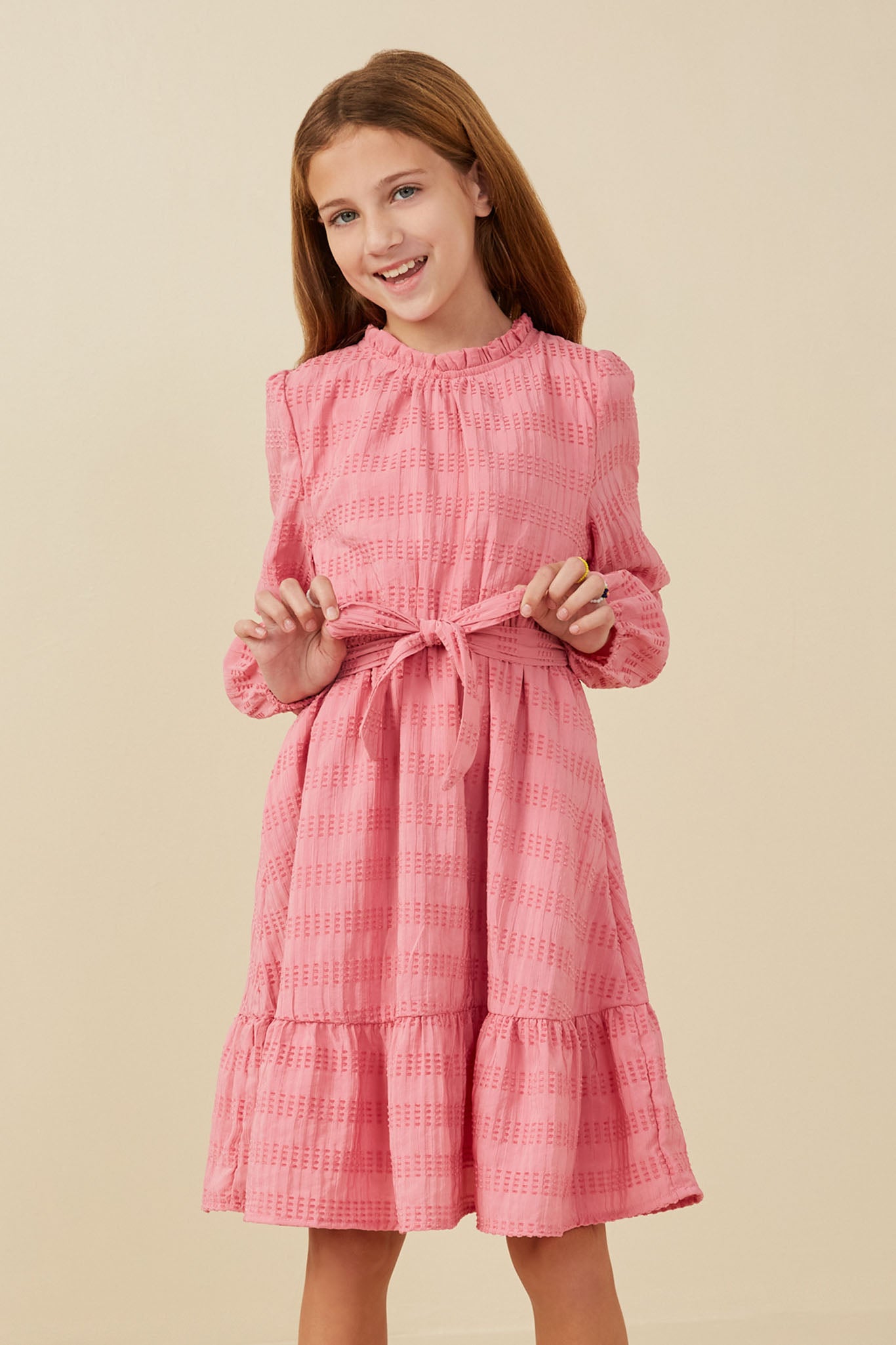 Girls Textured Long Sleeve Knit Dress | Cute Girls' Clothes Pink / S Pink *Girl's Dresses Midi Dresses Hayden Girls Girls Textured Long Sleeve Knit Dress | Cute Girls' Clothes Pink / S Pink *Girl's Dresses Midi Dresses Hayden Girls
