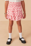 Girls Heart Print Smocked Tiered Skirt Front