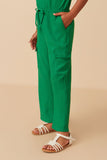 GY7979 Green Girls Textured Knit Tie Waist Cargo Jumpsuit Detail