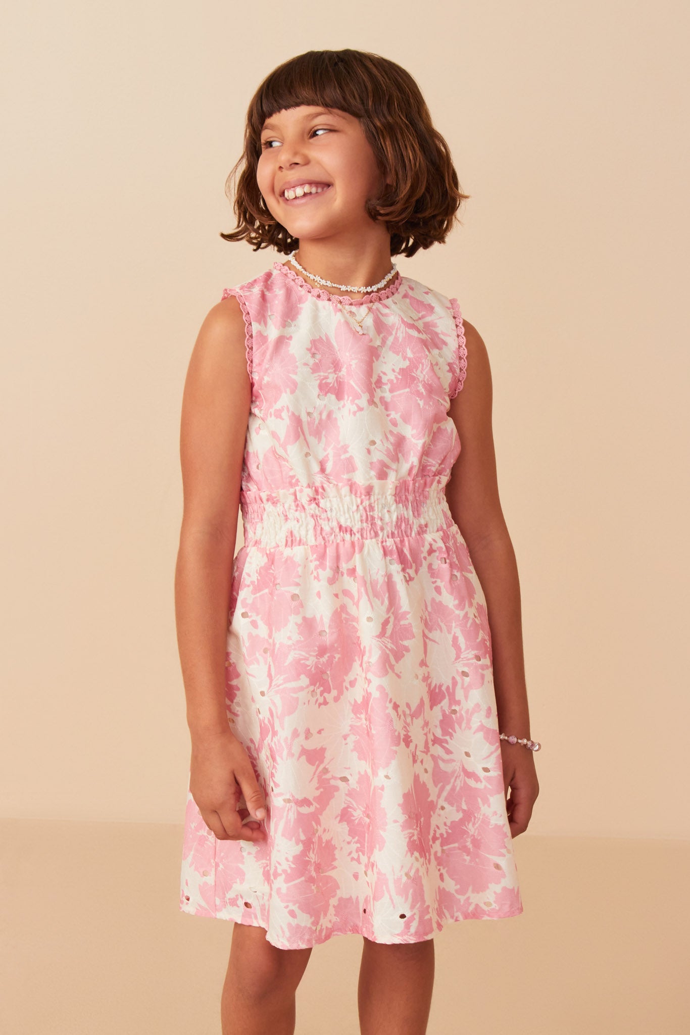 Girls Pink Floral Print Smocked Waist Dress | Cute Girls' Clothes Pink / M Pink *Girl's Dresses Midi Dresses Hayden Girls Girls Pink Floral Print Smocked Waist Dress | Cute Girls' Clothes Pink / M Pink *Girl's Dresses Midi Dresses Hayden Girls