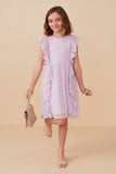 GY8154 Lavender Girls Chiffon Waterfall Ruffled Dress Full Body