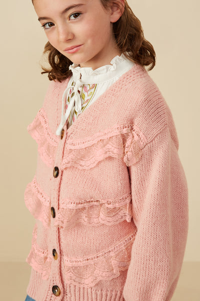 Girls Lace Frilled Buttoned Cardigans Sweaters | Cute Girls