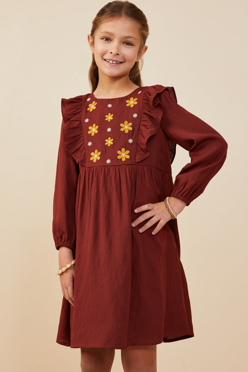 Girls Floral Ruffle Dress | Cute Girls' Clothes Burgundy / M Burgundy *Girl's Dresses Midi Dresses Hayden Girls Girls Floral Ruffle Dress | Cute Girls' Clothes Burgundy / M Burgundy *Girl's Dresses Midi Dresses Hayden Girls