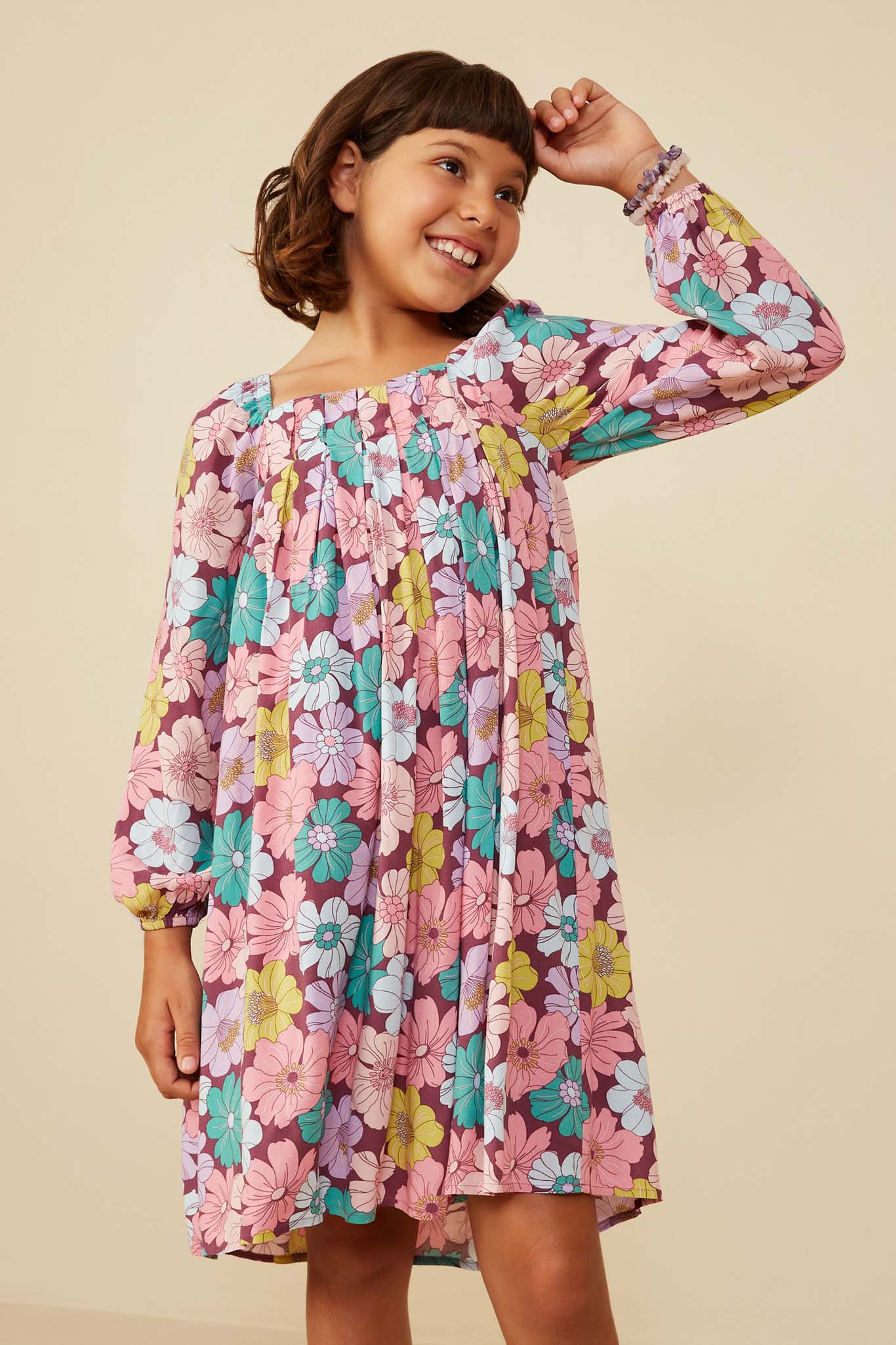 Girls Floral Print Square Neck Long Sleeve Dress | Cute Girls' Clothes Burgundy / XL Burgundy *Girl's Dresses Midi Dresses Hayden Girls Girls Floral Print Square Neck Long Sleeve Dress | Cute Girls' Clothes Burgundy / XL Burgundy *Girl's Dresses Midi Dresses Hayden Girls