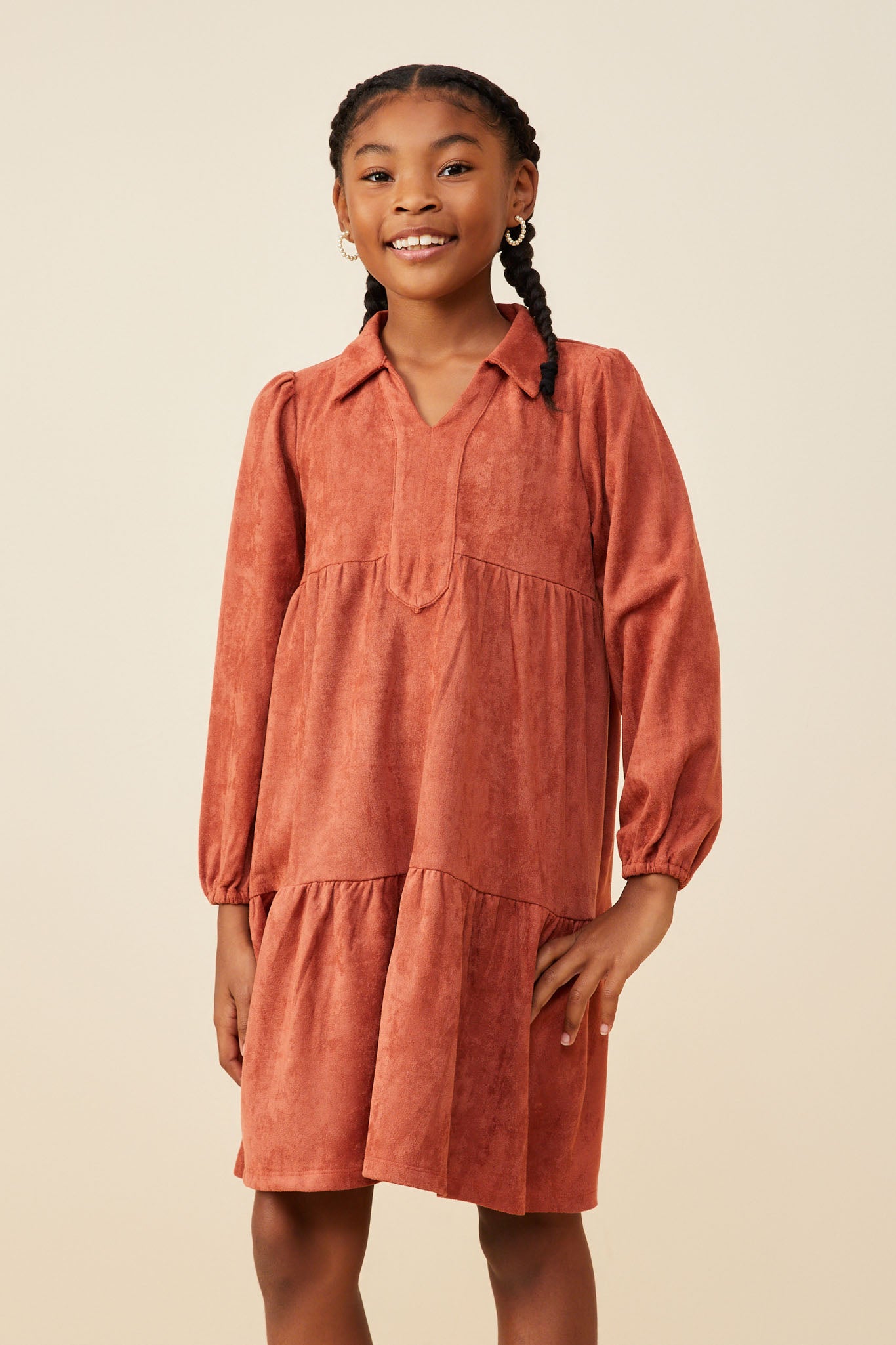 Girls Vegan Open Collar Suede Dress | Cute Girls' Clothes Rust / XL Rust *girl's Dresses Midi Dresses Hayden Girls Girls Vegan Open Collar Suede Dress | Cute Girls' Clothes Rust / XL Rust *girl's Dresses Midi Dresses Hayden Girls