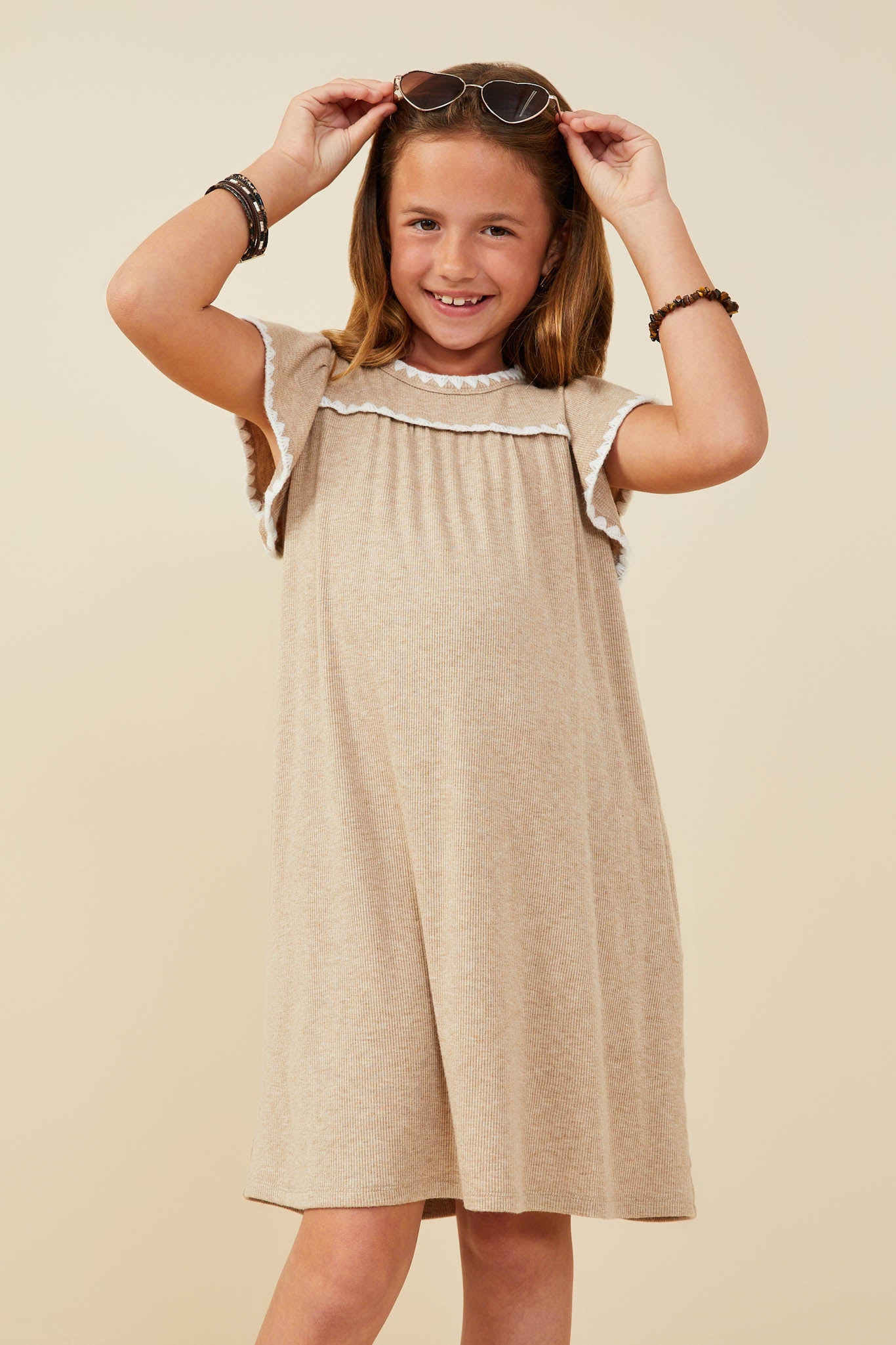 Girls Ribbed Crochet Contrast Stitched Dress | Cute Girls' Clothes Taupe / M Taupe *Girl's Dresses Midi Dresses Hayden Girls Girls Ribbed Crochet Contrast Stitched Dress | Cute Girls' Clothes Taupe / M Taupe *Girl's Dresses Midi Dresses Hayden Girls