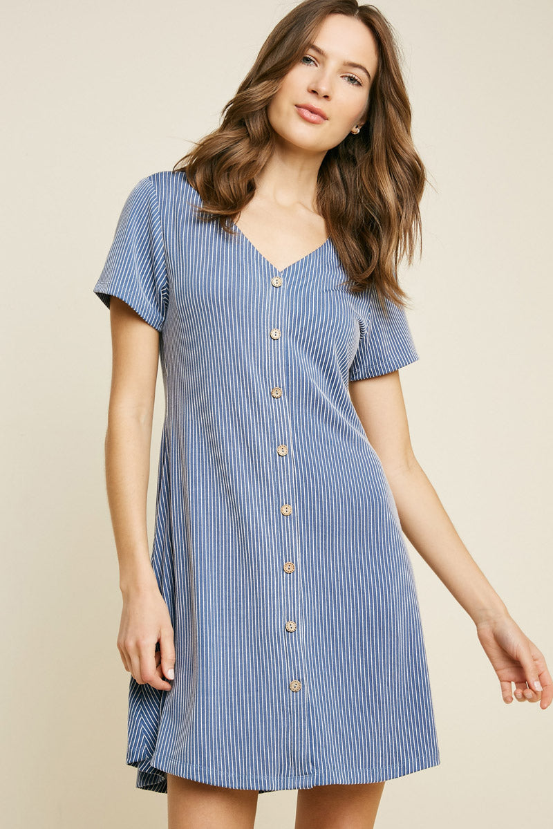 Women's Pinstripe Button-Down A-Line Dress Hayden Girls Women's Pinstripe Button-Down A-Line Dress Hayden Girls