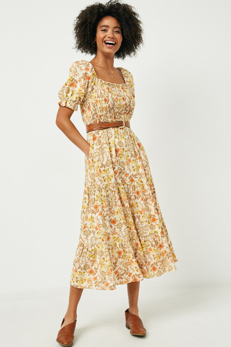 Womens Full Skirt Midi Smocked Dress | Mommy and Me Orange / L Orange *Women's Dresses Casual Dresses Hayden Girls Womens Full Skirt Midi Smocked Dress | Mommy and Me Orange / L Orange *Women's Dresses Casual Dresses Hayden Girls