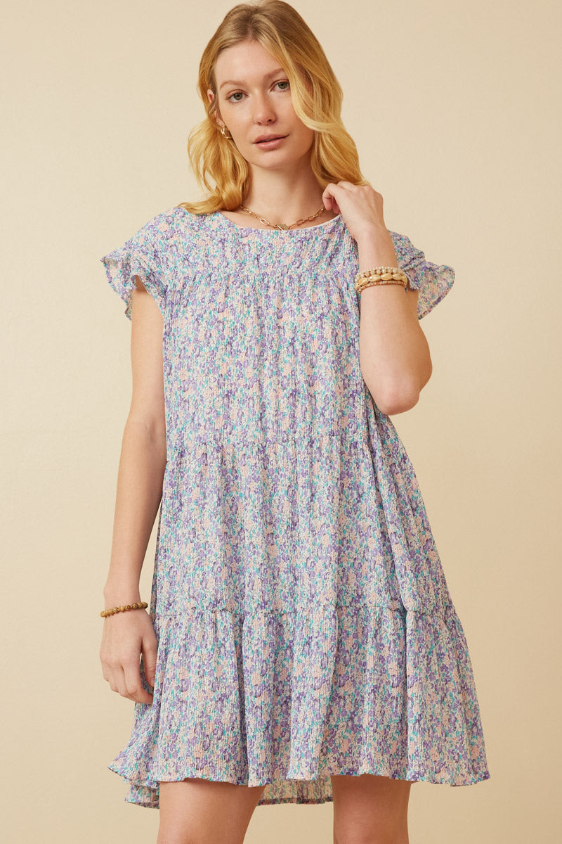 pleated ruffle floral dress Elleri Resort Flowy Sleeveless Pleated Ruffle Floral Print Woven Maxi Dress