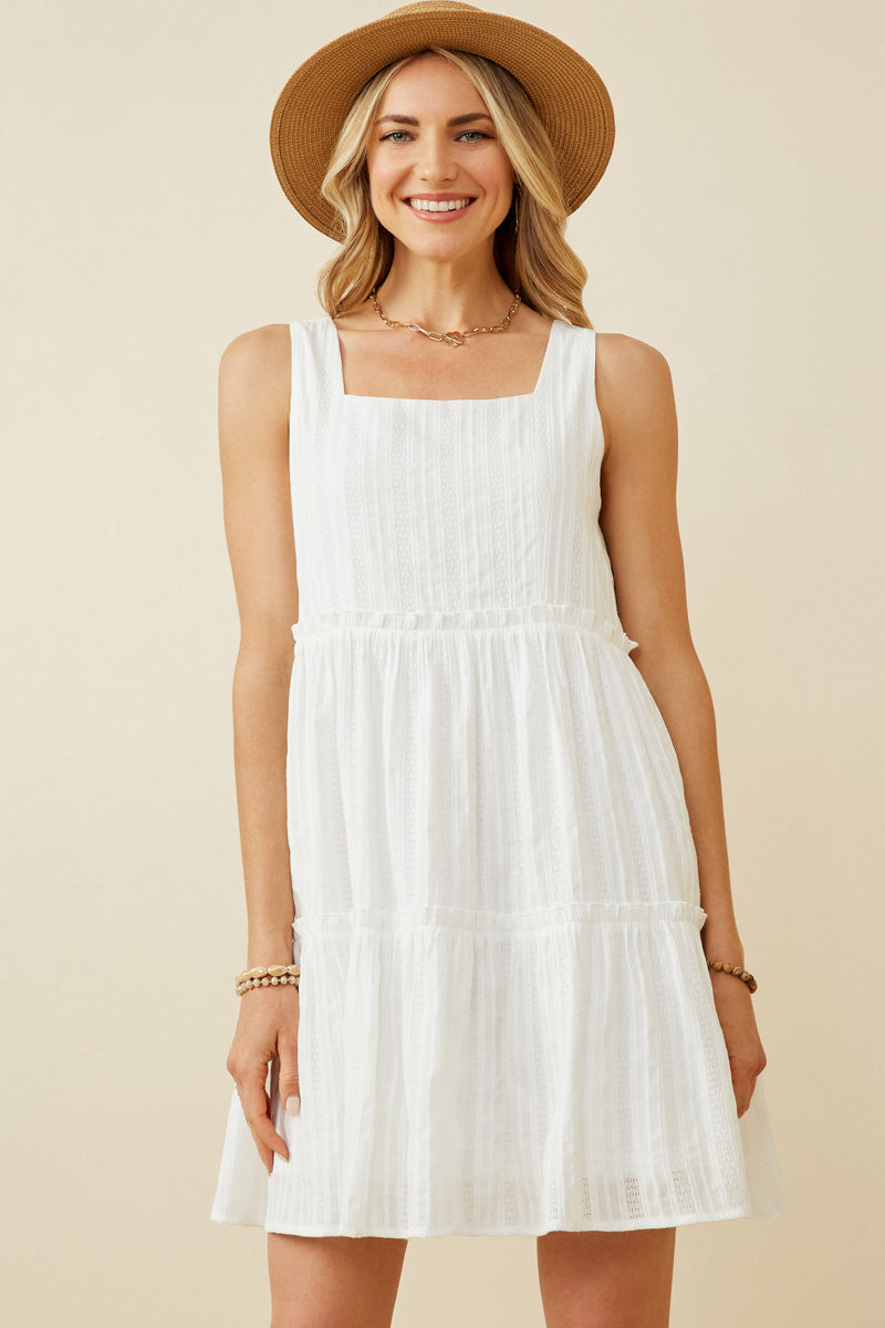 Womens Square Neck Tiered Dress
