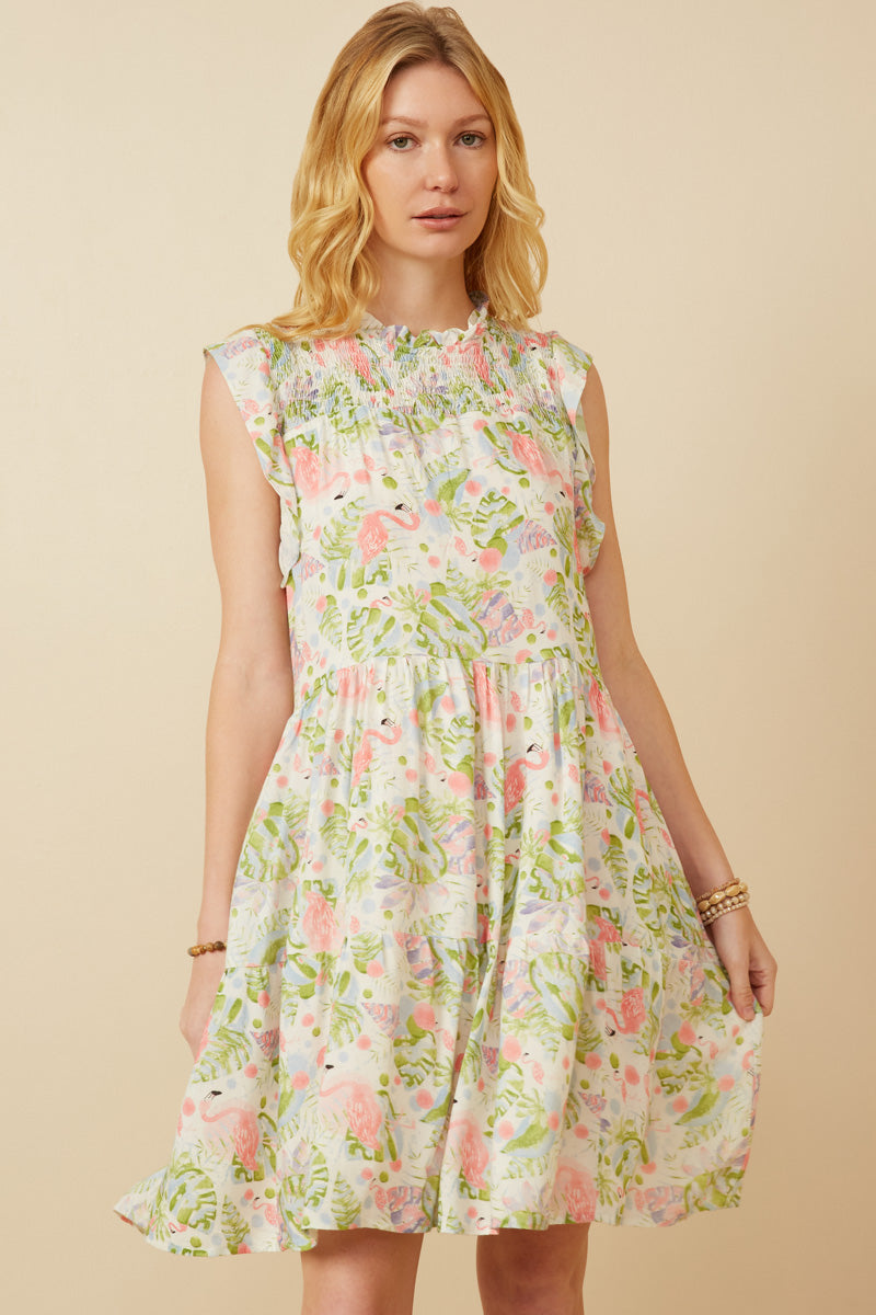 chinese dress ladies Womens Ruffled Smocked Dress