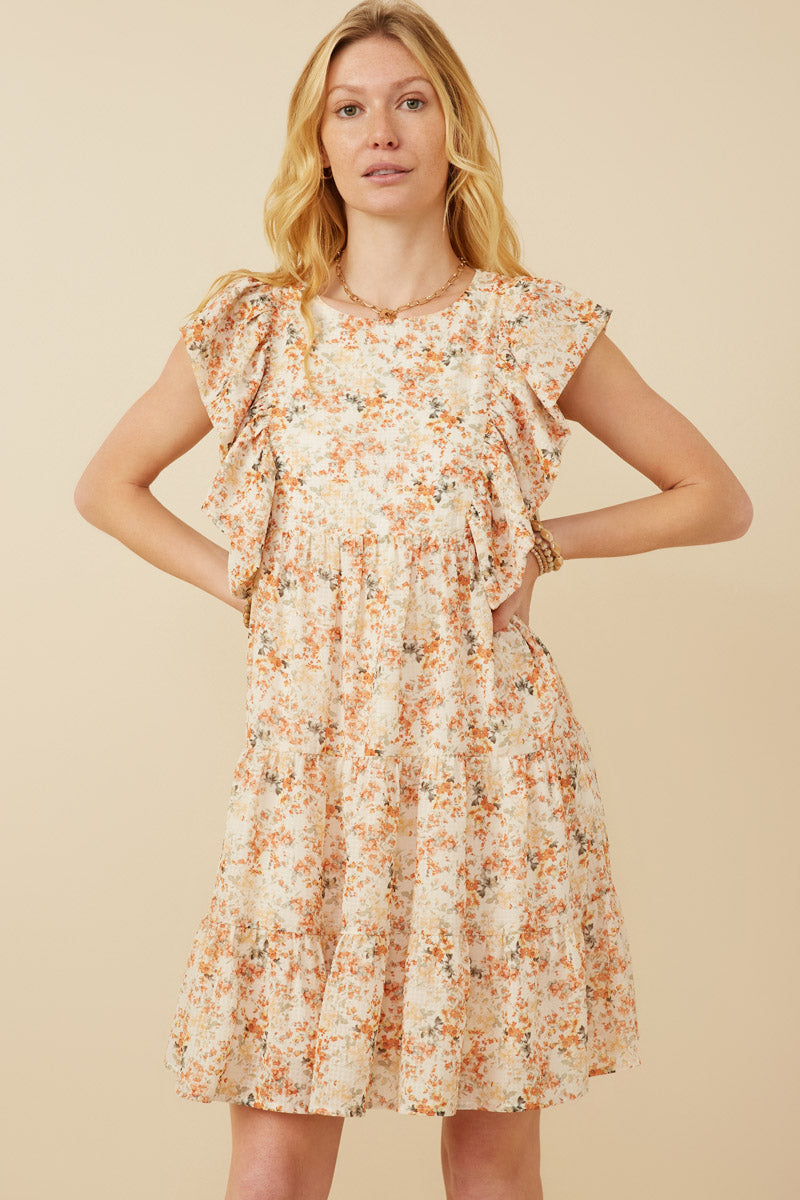 Womens Floral Ruffled Dress