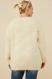 HY8375W Ivory Plus Faux Fur Pullover Sweater Back
