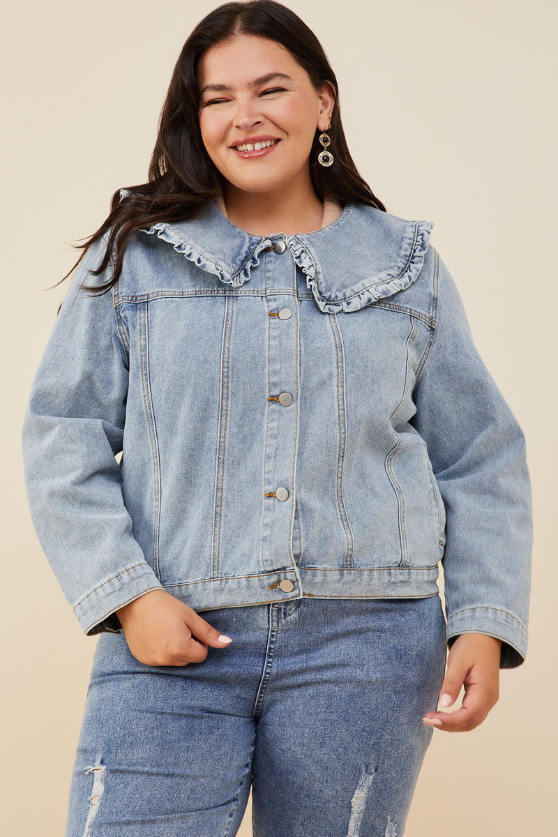 Ruffle Collar Denim Jacket | Mommy And Me – Hayden Girls