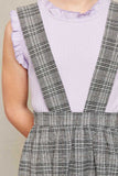G5875 Grey Tiered Glen Check Overall Dress Detail