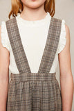G5875 MOCHA Tiered Glen Check Overall Dress Front Detail