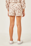 GDN4021 LEOPARD Girls Brushed Knit Leopard Elastic Waist Shorts Back