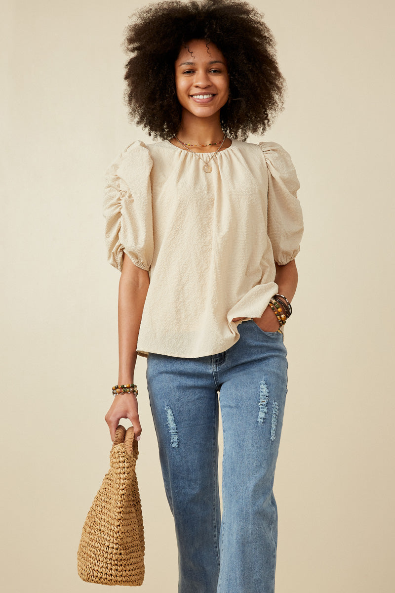 Womens Textured Puff Sleeve Top | Mommy and Me – Hayden Girls