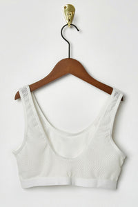 BG1004-OFF WHITE Pull-On Mesh Bralette Back Flat
