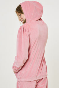 G10000 Pink Girls Velour Zip Up Hoodie Full Body