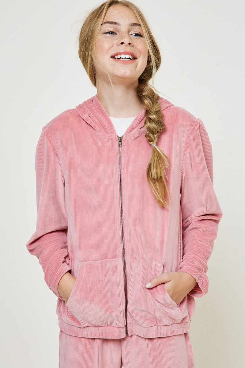 Velour Zip Up Hoodie | Cute Girls' Clothes – Hayden Girls