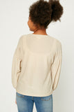 G10018-NATURAL Sparkly Puff Long Sleeve Top Back