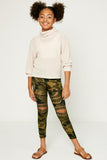 G11006 Girls Camo Lace Cutout Leggings Front