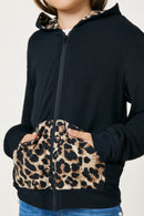 G11037-BLACK Leopard Hoodie Back Detail