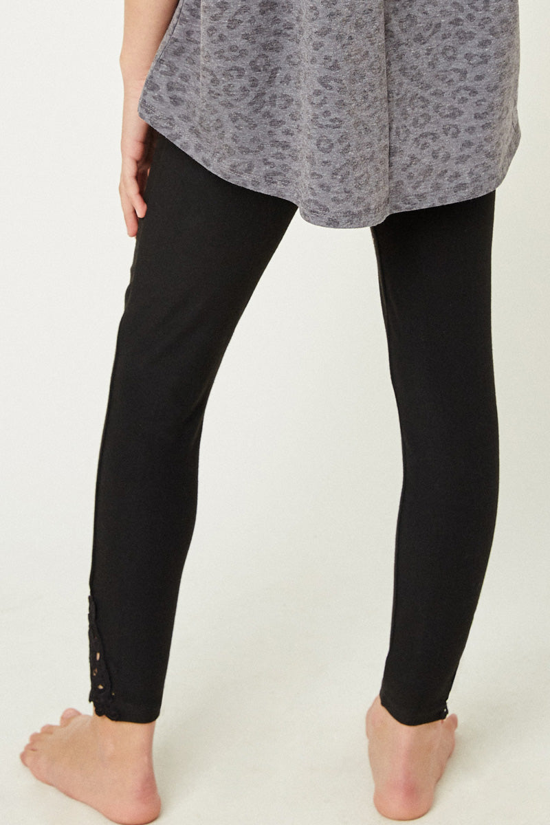 Lace Trim Brushed Leggings