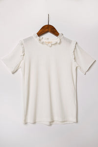G11058-OFF WHITE Ruffle Collar Knit Top Alternate Angle