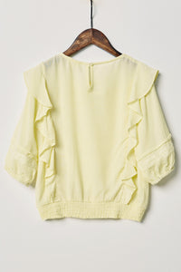 G11073-LEMON Ruffle Smock Waist Lace Top Back