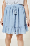 G11075-BLUE Dobby Ruffle Skirt Front