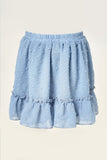G11075-BLUE Dobby Ruffle Skirt Back