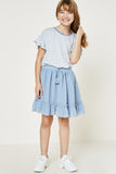 G11075-BLUE Dobby Ruffle Skirt Alternate Angle