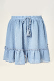 G11075-Blue Dobby Ruffle Skirt Alternate Angle