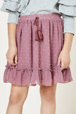 G11075-MAUVE Dobby Ruffle Skirt Front