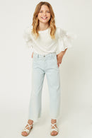 G11080-OFF WHITE Ruffle Lace Top Alternate Angle