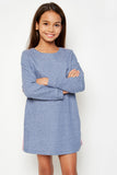 G2042 NAVY Long Sleeve French Terry Dress Pose