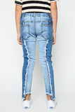 G2067-DENIM Two Tone Frayed Jeans Back