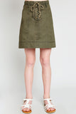 G2078 Army Girls Front Lace-Up Skirt Front