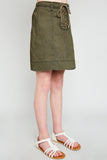 G2078 Army Girls Front Lace-Up Skirt Side