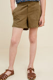 G2112-ARMY Cotton Shorts Front