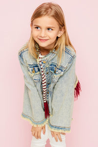 G2148 FADED DENIM Bell Sleeved Denim Jacket Alternate Angle