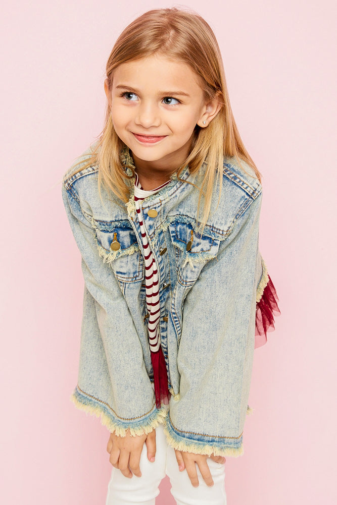 G2148 FADED DENIM Bell Sleeved Denim Jacket Alternate Angle