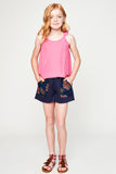 G2245 NAVY Floral French Terry Shorts Full Front